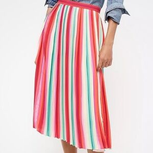 J Crew Sunburst Pleated Skirt in Watermelon Stripe| Sz 2